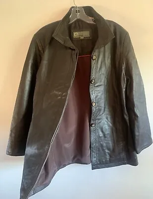 Buy Vintage Hidepark  Unisex Brown Leather Long Sleeves Jacket Outerwear  Size:m/ L • 55£