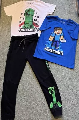 Buy Clear Out Age 8 (7-8) Tu Minecraft Creeper Joggers & Cotton Mojang Tshirt Bundle • 9.49£