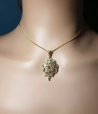 Buy Golden Pentagram Goddess Necklace Pagan Wicca Druid Jewellery Gift ☆ • 5.95£