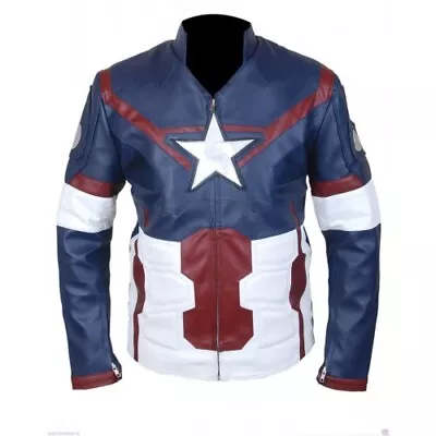 Buy Captain America Avengers Age Of Ultron Men's Steve Rogers Leather Jacket Costume • 99£