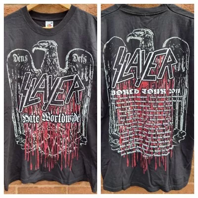 Buy Official Slayer 2011 T Shirt Hate Worldwide Gig Merch Backprint UNWORN LARGE  • 22.99£