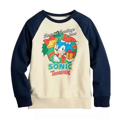 Buy Sonic The Hedgehog Sweatshirt Shirt Boys Kid Christmas Holiday Santa Hat Sz 4-12 • 21.82£
