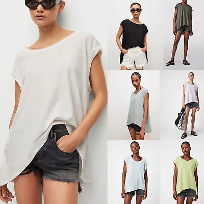 Buy All Saints Womens Sanza Linen Blend Designer Oversized Tank Top T-Shirt Tee New • 19.99£
