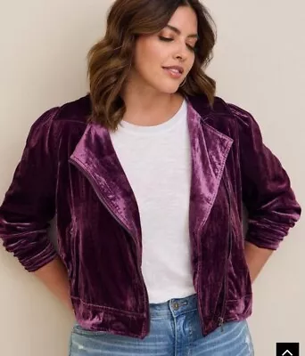 Buy Torrid Velvet Moto Jacket 2 2X 18-20 Potent Purple Whimsy Goth $99 Mob Wife • 36.85£