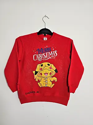 Buy Christmas Custom Hand Painted Kids Sweatshirt Jumper  Pikachu  • 45£