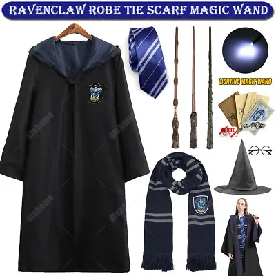 Buy Harry Potter Luna Lovegood Ravenclaw Robe Cloak Tie LED Magic Wand Scarf Costume • 15.99£