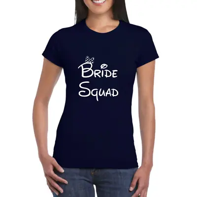 Buy T-Shirt Bride Squad Hen Do Marriage Wedding Gift Printed Womens Short Sleeve Tee • 14.95£