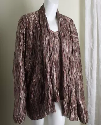 Buy Coldwater Creek Sz 3X Artsy Pink Brown Textured Funky Tank Shell Twinset Jacket • 90.93£