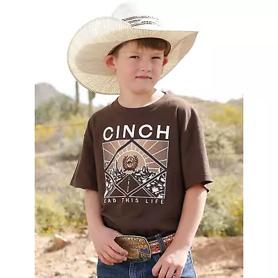 Buy Cinch® Youth Boy's Brown  Lead This Life  Graphic T-Shirt MTT7670127 • 18.43£