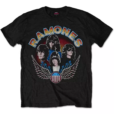 Buy The Ramones   Unisex T- Shirt -   Vintage Wings Photo  - Black  Cotton  • 16.99£