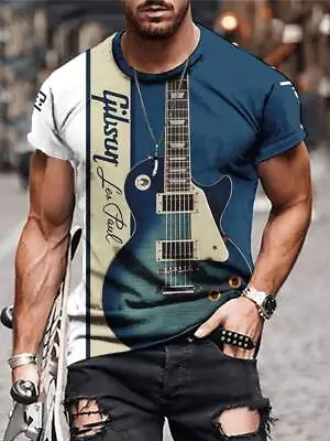 Buy Gibson T-Shirt Tee Guitar Electric Acoustic Les Pauls Music Heavy Metal Slash • 14.99£
