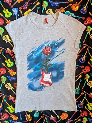Buy H&m Rock Chick Guitar & Rose Top / T-shirt - Size L - Rock'n'roll - Retro  • 14.99£