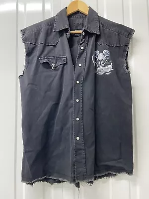 Buy Spiral Metal Biker Ghost Rider Black Vintage Sleeveless Shirt Large • 12.99£