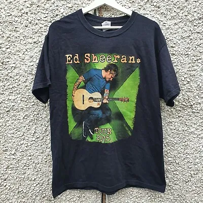 Buy Fruit Of The Loom - 2015 Ed Sheeran Tour Print Black T-Shirt Tee - Mens Size L • 21.99£