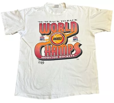 Buy Houston Rockets 1995 World Champions Single Stitch T Shirt Size XL • 25£