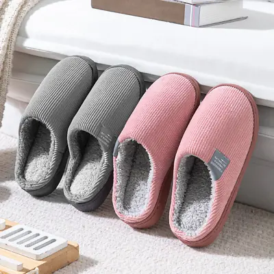 Buy Ladies Slippers Mens Womens Warm Fur Lined Winter Warm Mules Shoes House Size UK • 6.94£