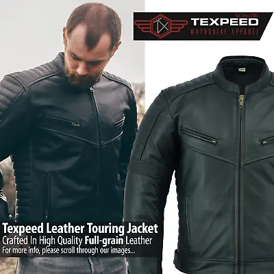 Buy Leather Motorbike Jacket With Armour Black Motorcycle Touring Biker CE APPROVED • 79.99£