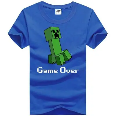 Buy Kids Creeper Game Over Print T Shirt Mens Short Sleeve 100% Cotton Casual Top • 7.98£