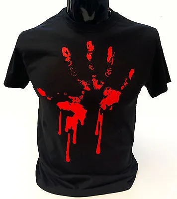 Buy Bloody Hand Print T-Shirt Mens S-2XL Goth Rock Blood Zombie Punk Halloween • 11.95£