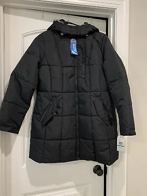 Buy Nautica Black Outdoor Puffer Jacket Womens Size L Down ALT Faux Fur Hood NWT • 112.99£