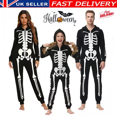 Buy Family Matching Clothes Halloween Skull Skeleton Bones Hoodie Jumpsuit Pajamas  • 19.29£