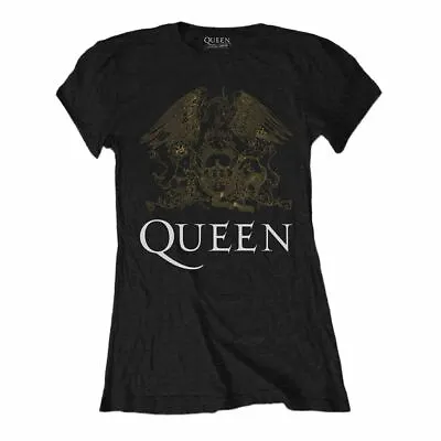 Buy Women's Queen Crest Black Fitted T-Shirt • 12.95£
