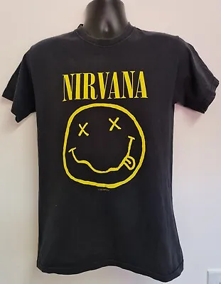 Buy Vintage Nirvana T Shirt 2000s Y2k Smiley Face Grunge Rock Band Size Small  • 25£