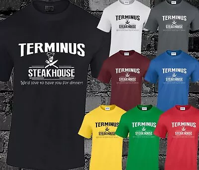 Buy Terminus Steakhouse Mens T Shirt Walking Dead Daryl Dixon Rick Grimes Zombies • 7.99£