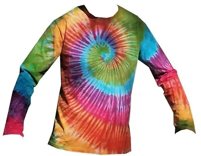 Buy Long Sleeve T  Shirt Tie Dye, Size S-XXL,   Rainbow Spiral, Hand Dyed  In The UK • 17.75£
