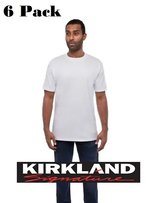 Buy 6 Pack Kirkland Signature Men's Cotton Crewneck T-Shirt In White In 3 Sizes • 32.99£