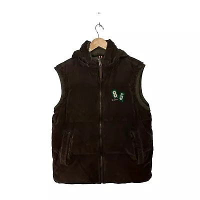 Buy TOMMY HILFIGER Corduroy Gilet Puffer Jacket Dark Brown Fleece Lined Large • 40£
