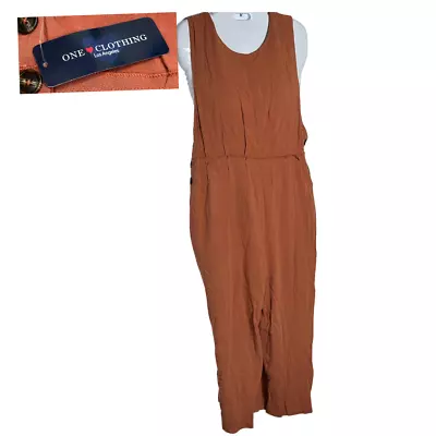 Buy One Love Clothing Solid Neon Orange Romper Jumpsuit Wide Leg Size Medium NWT • 20.83£