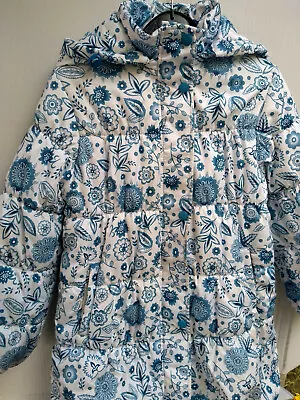 Buy Designer Padded Jacket Flower Floral Coat Blue White Gzhel Girl Warm 9 Years • 24.99£