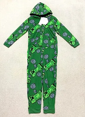 Buy Boys George Minecraft Green Fleece Oneside Pyjamas Age 10-11Y Height 140-146cm • 10.99£