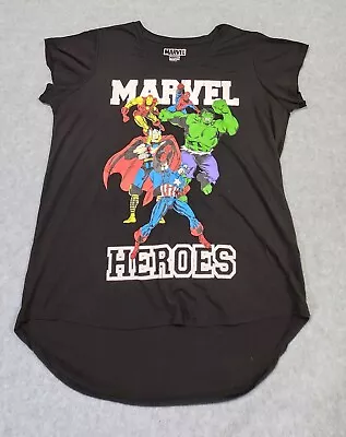 Buy Women’s Marvel Comics HEROES T-shirt, Black With Vibrant Superheroes, Size XL • 10.48£