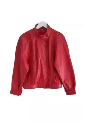 Buy Wallace Sacks Leather Jacket Red Womens Vintage 80's Size UK 8-12, EU S/M • 55£