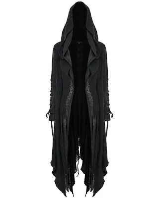 Buy Punk Rave Womens Long Apocalyptic Gothic Hooded Cloak Jacket Knit Cardigan Black • 99.99£