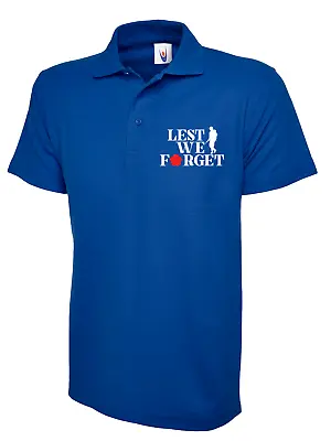 Buy Lest We Forget Remembrance Day Polo Shirt Poppy Flower British Armed Forces War • 9.99£