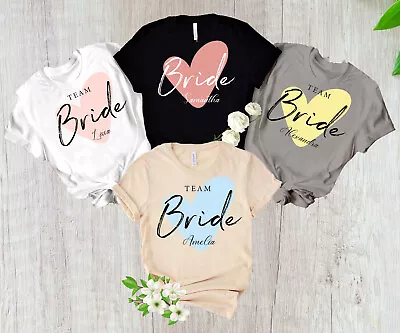 Buy Personalized Hen Party TShirts,Team Bride TShirt, Hen Party Shirts,Colrful Heart • 5.99£
