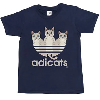 Buy 1Tee Kids Girls ADICATS Spoof Cats T-Shirt • 5.99£