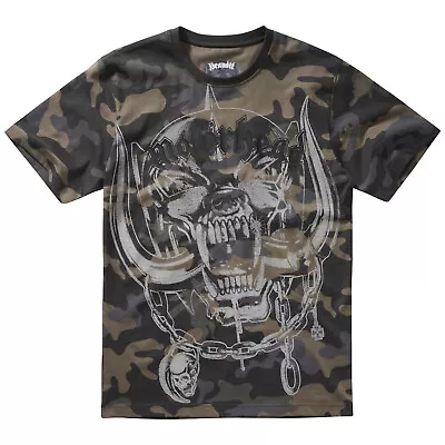 Buy Brandit Motörhead T-Shirt Warpig Print Cotton Round Neck Top Mens Tee Dark Camo • 33.95£