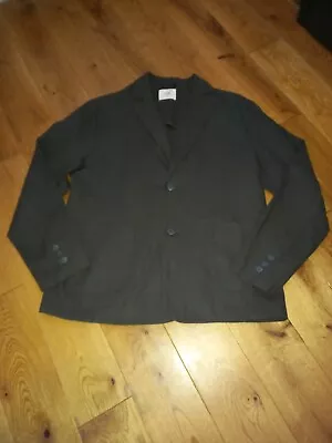 Buy Mens Folk Clothing Dk Olive Green L/s Linen Blend Blazer /  Jacket Size 4 Large • 9.99£