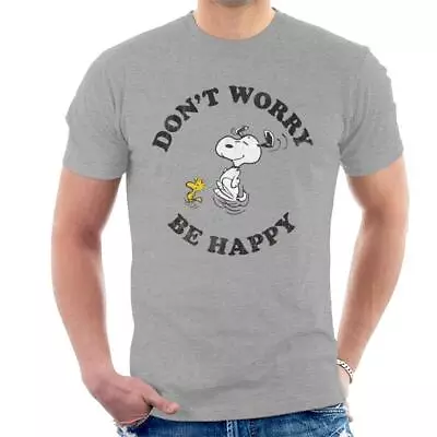 Buy Peanuts Snoopy And Woodstock Running Dont Worry Be Happy Men's T-Shirt • 17.95£