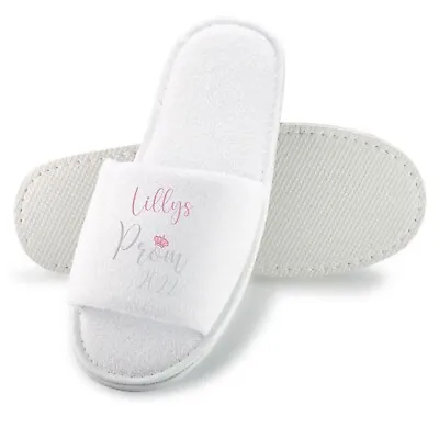 Buy Personalised School Prom Slippers Add Your Own Text Free Child's & Adult  • 8.99£