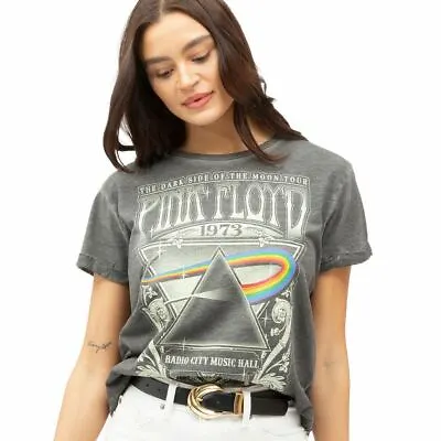 Buy Pink Floyd Ladies T-shirt Carnegie Acid Wash Fashion Black Sizes S - XL Official • 13.99£