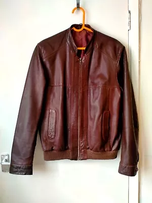 Buy Vintage C & A Burgundy/Brown Soft Leather Bomber Jacket - Mens Size 40in - 102cm • 39.99£