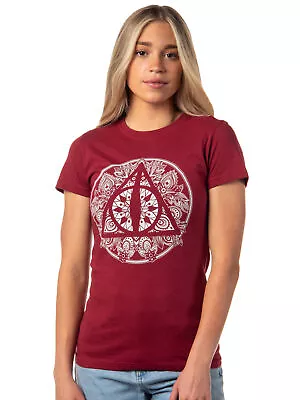 Buy Harry Potter Womens' The Deathly Hallows Henna Design Graphic T-Shirt • 14.04£