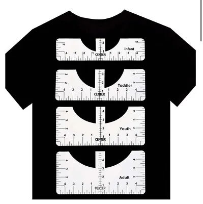 Buy T-Shirt Ruler Guide, Alignment Tools With Clothing Size Chart, 4 Rulers Included • 3.50£