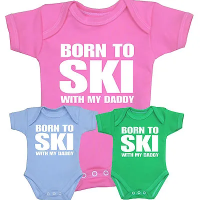 Buy BABYPREM Baby Clothes SKI Skiing Daddy Fun Slogan Bodysuit Vest One-Piece NB-12m • 8.99£