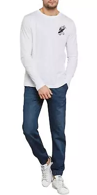 Buy Mens Long Sleeve T Shirts Crew Neck Ribbed Stretchable Cotton Tee Top Brave Soul • 5.49£